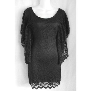 Vintage Y2K Low Back Lace Mini Dress Batwing Sleeves Whimsigoth
